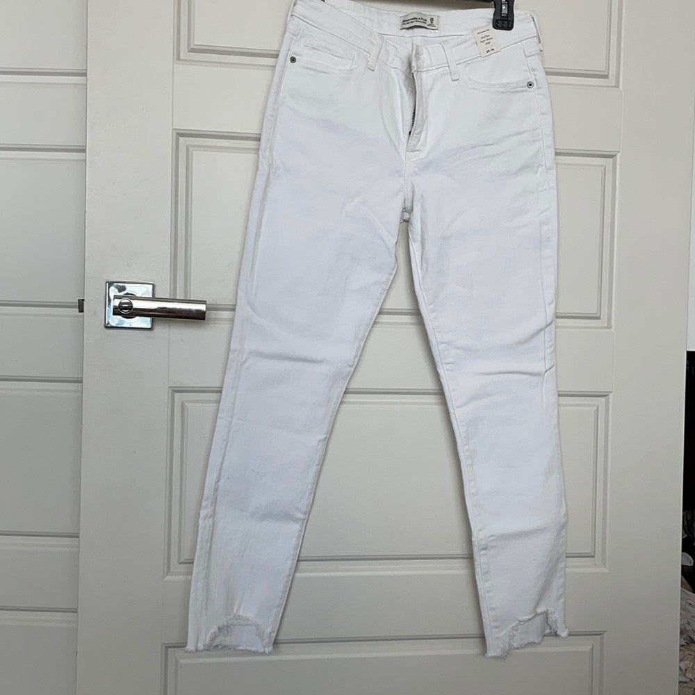White ripped at bottom Abercrombie jeans